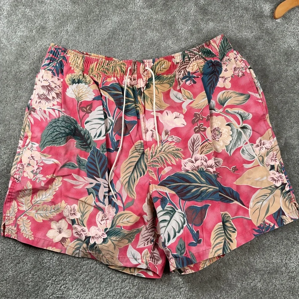 Vintage Polo Sport Ralph Lauren Mens XL Pink Tropical Floral  Swim Trunks cotton